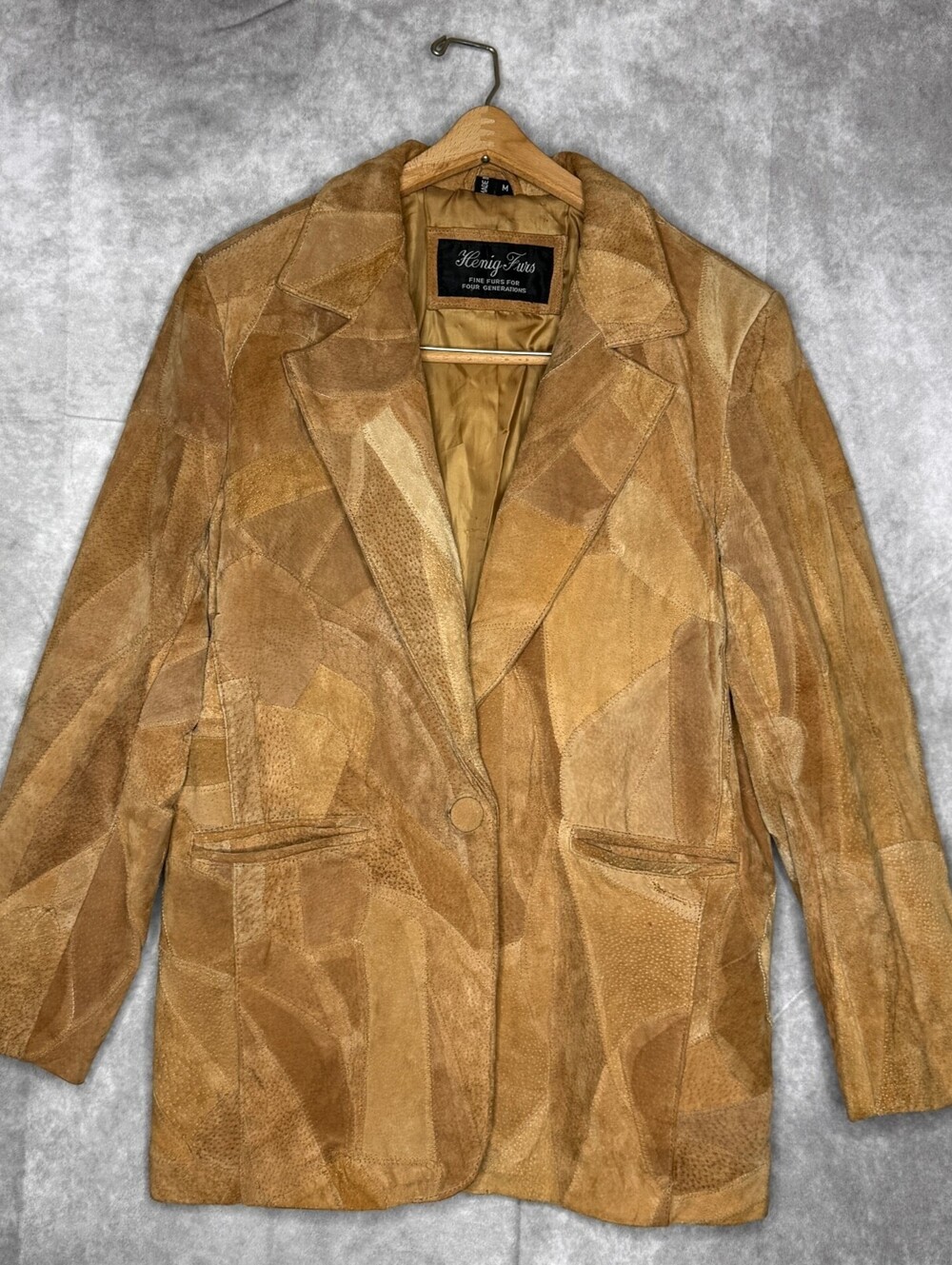 Henig Furs Vintage Patchwork Suede Leather Blazer Jacket Size Medium
